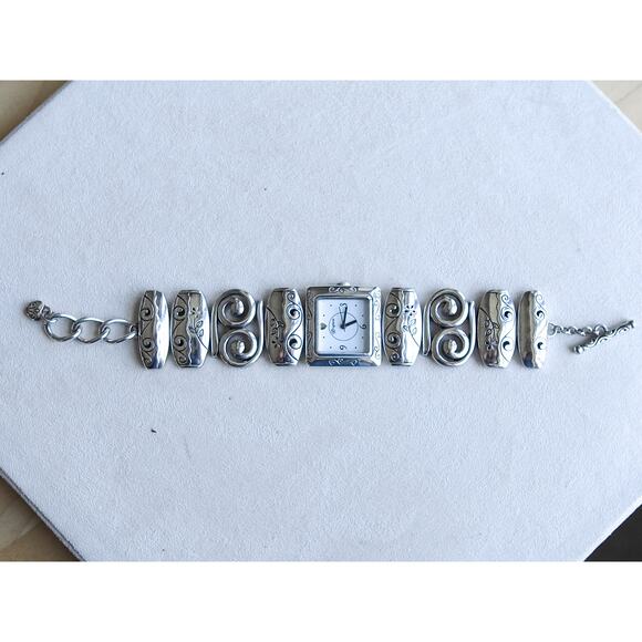 Brighton Mallorca Watch Silver Plated Vintage Retired Swirl Bracelet Toggle 7-8 - Picture 4 of 9